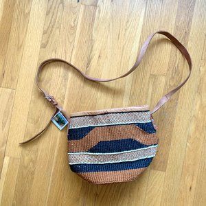 NWT Handmade Sisal & Leather Crossbody Bag